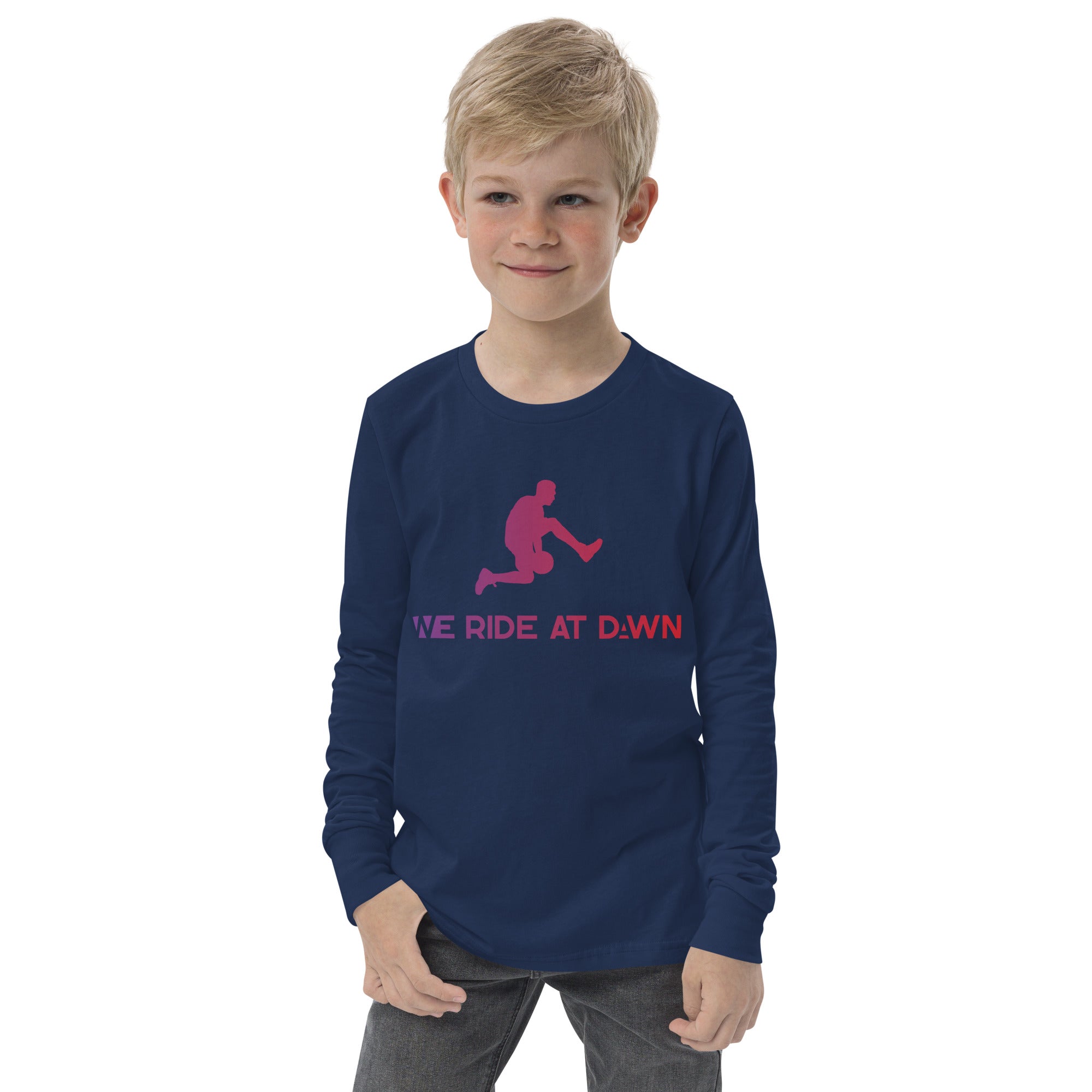 We Ride at Dawn Unisex Youth Long Sleeve Tee